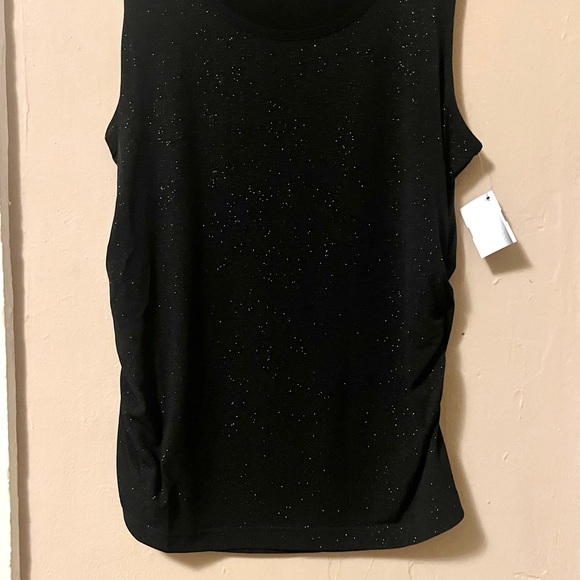 🍭 3/$30 black sleeveless glitter glam tank top with ruched sides - Picture 7 of 15